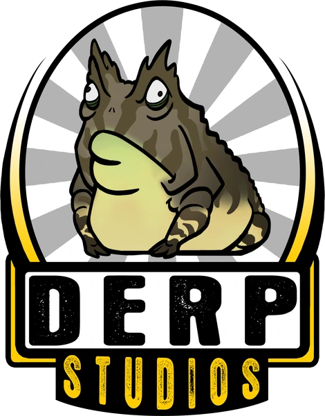 Derp Studios frog mascot logo